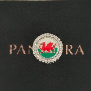 Pandora Wales Flag Bead Charm Bracelet Pendant S925 Silver with box